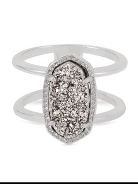 KENDRA SCOTT Gorgeous NWT Druzy Quartz Elyse Women's Silver Ring in size 6